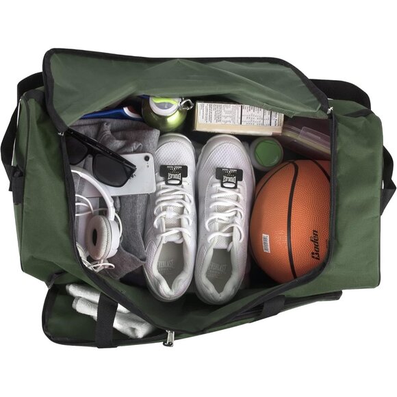 24 Inch Men & Women Green Lightweight Canvas Duffle Gym Sports Equipment Bags - Picture 3 of 9